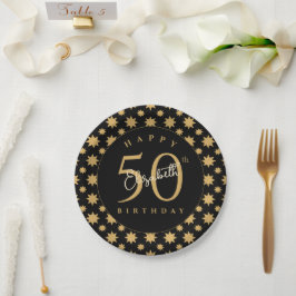 ゴールドスターの50歳の誕生日カスタムネーム ペーパープレート