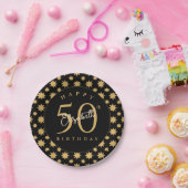 ゴールドスターの50歳の誕生日カスタムネーム ペーパープレート (パーティー)