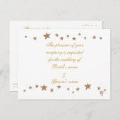 ゴールドスターズボーダーウェディング招待状 インビテーションポストカード (正面/裏面)