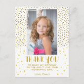 ゴールドスターズ 偽グリッター 誕生日 女の子 フォト ポストカード (正面)