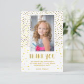 ゴールドスターズ 偽物グリッター 誕生日 女の子 フォト サンキューカード (スタンド正面)