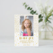 ゴールドスターズ 偽物グリッター 誕生日 女の子 フォト ポストカード (スタンド正面)