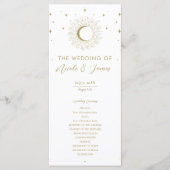 ゴールドスターズ 天体 サンburst ムーン 結婚式 プログラム (正面)