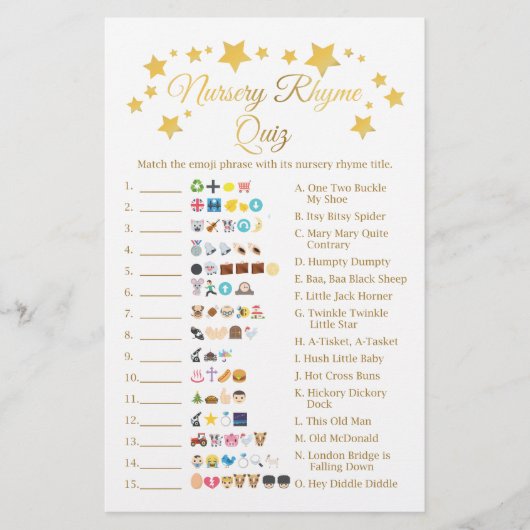 ゴールドスター童謡ベビーシャワー絵文字ゲーム チラシ (正面)