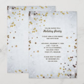 ゴールドスター エレガントなクリスマス ホリデーパーティー 招待状 (正面/裏面)