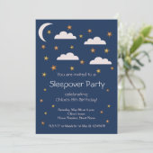 ゴールドスター ピンクの雲 誕生日 お泊まりパーティー 招待状 (スタンド正面)