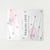 ゴールドスター＆ピンククラウド ベビーシャワータペストリー タペストリー (正面(横))