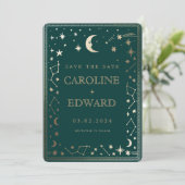 ゴールドスター ムーン セレスチアル QR コード セーブ・ザ・デート (スタンド正面)