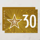 ゴールドスター「年齢」誕生日招待状 招待状 (正面/裏面)