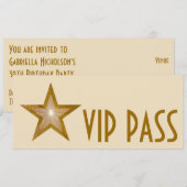 ゴールドスター 'VIP PASS' 招待状 クリーム 長 (正面/裏面)