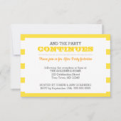 ゴールドストライプとサンフラワー アフターパーティーカード 招待状 (正面)