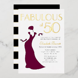 ゴールドストライプの50歳の誕生日おめでとう 箔招待状