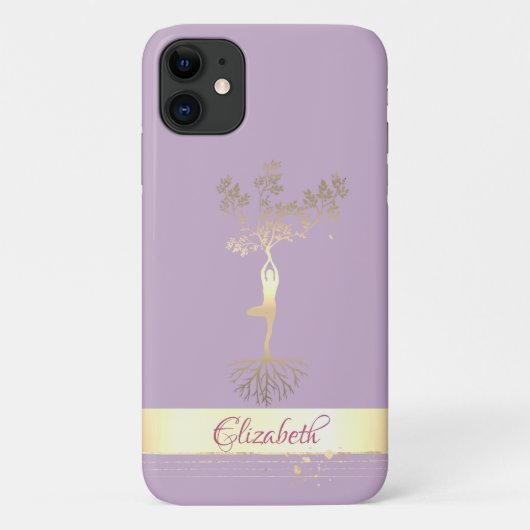 ゴールドストライプツリーの女性のシルエット, Case-Mate iPhoneケース (裏面)
