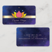 ゴールドストライプ蓮の花ブルーヨガインストラクター 名刺 (正面/裏面)