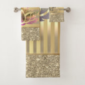 ゴールドストライプ輝き蓮の花 バスタオルセット (インサイチュ)