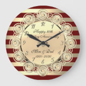 ゴールドストライプ、レッドダイヤモンド 50周年記念 ラージ壁時計 (正面)