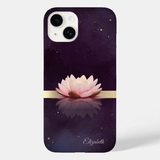 ゴールドストライプ ロータスフラワー ボホー Case-Mate iPhoneケース (裏面)