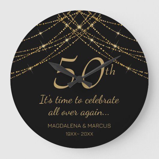 ゴールドストリング 結婚50周年 ラージ壁時計 (正面)