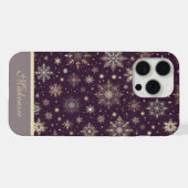 ゴールドスノーフォール:クリスマスのきらびやかな優雅さ iPhoneケース (裏面横)