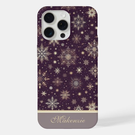 ゴールドスノーフォール:クリスマスのきらびやかな優雅さ iPhoneケース (裏面)