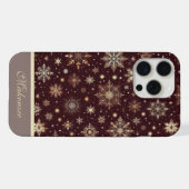 ゴールドスノーフォール:クリスマスのきらびやかな優雅さ iPhoneケース (裏面横)