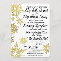 ゴールドスノーフレークのイブニング招待状