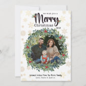 ゴールドスノーフレークのクリスマスフォトカード シーズンカード (正面)