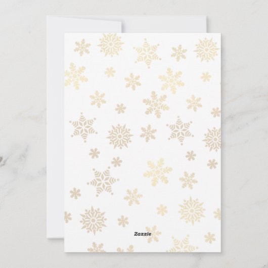 ゴールドスノーフレークのクリスマスフォトカード シーズンカード (裏面)