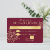 ゴールドスノーフレークの冬のウェディングレスポンス 招待状 (スタンド正面)