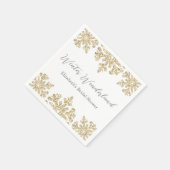 ゴールドスノーフレークの冬のブライダルシャワー スタンダードカクテルナプキン (角)