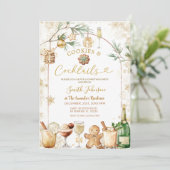 ゴールドスノーフレークカクテルとクッキーパーティー 招待状 (スタンド正面)