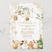 ゴールドスノーフレークカクテルとコーキーズパーティー 招待状 (正面/裏面)