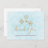 ゴールドスノーフレーククリスタル クリスマス サンクス ポストカード (正面/裏面)