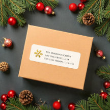 ゴールドスノーフレーククリスマス差出人ラベル