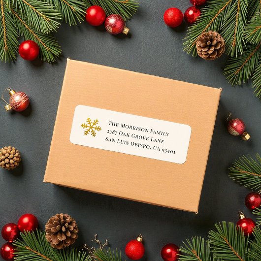 ゴールドスノーフレーククリスマス差出人ラベル ラベル