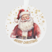 ゴールドスノーフレークサンタクロース子供のクリスマス オーナメント (正面)