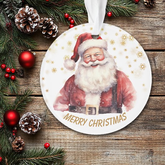 ゴールドスノーフレークサンタクロース子供のクリスマス オーナメント