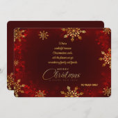 ゴールドスノーフレークホリデーグリーティングカード シーズンカード (正面/裏面)