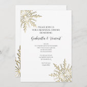 ゴールドスノーフレーク ウィンターウェディング リハーサルディナー 招待状 (正面/裏面)