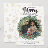 ゴールドスノーフレーク クリスマス フォトカード (正面/裏面)