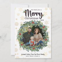 ゴールドスノーフレーク クリスマス フォトカード