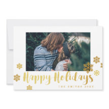 ゴールドスノーフレーク ハッピーホリデーズ フォトカード