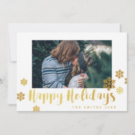 ゴールドスノーフレーク ハッピーホリデーズ フォトカード シーズンカード
