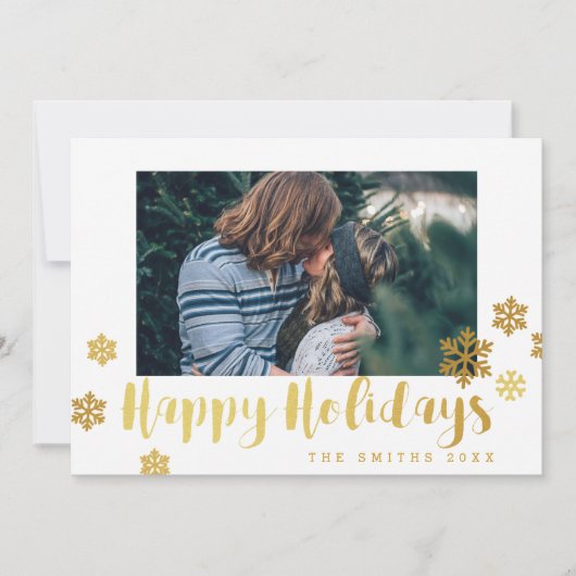 ゴールドスノーフレーク ハッピーホリデーズ フォトカード シーズンカード (正面)