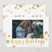 ゴールドスノーフレーク ハッピーホリデーズ フォトカード シーズンカード (正面/裏面)