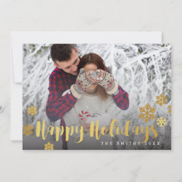 ゴールドスノーフレーク ハッピーホリデーズ フォトカード シーズンカード