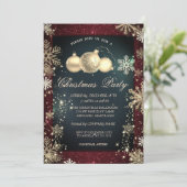 ゴールドスノーフレーク、ボール レッドグリッターカンパニーパーティー 招待状 (スタンド正面)