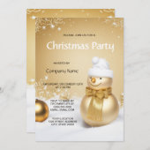 ゴールドスノーマンのホリデー・クリスマスパーティー 招待状 (正面/裏面)