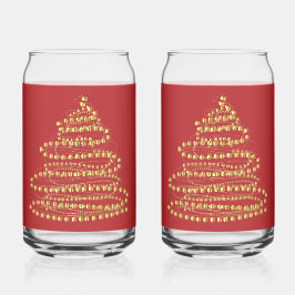 ゴールドスパイラルクリスマスツリー缶型ガラスセット ガラス缶