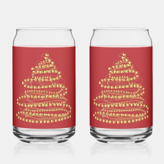 ゴールドスパイラルクリスマスツリー缶型ガラスセット ガラス缶 (正面)